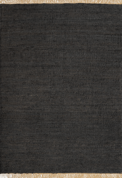 Acsento VigoCharcoal Vloerkleed - 160 x 230 cm - Zwart - Rechthoekig - Jute - Woonkamer, Slaapkamer, Eetkamer - Effen - Modern
