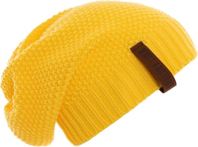 Knit Factory Coco Gebreide Muts Heren & Dames - Sloppy Beanie hat - Canario Yellow - Warme lichtblauwe Wintermuts - Unisex - One Size