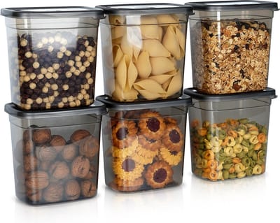 Voedselcontainer Strooibus met Deksel 1,85 l 6 stuks - Container voor Losse Producten - Keuken - Voedsel - Doos