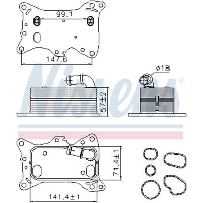 Olie radiator, motorolie NISSENS 91198