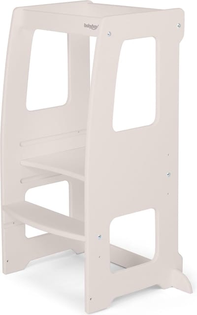JGS® - Veilige Leertoren voor Kinderen, Bevordering van Motoriek met Massief Beukenhout, Verstelbaar en Ergonomisch Ontworpen, Beige-