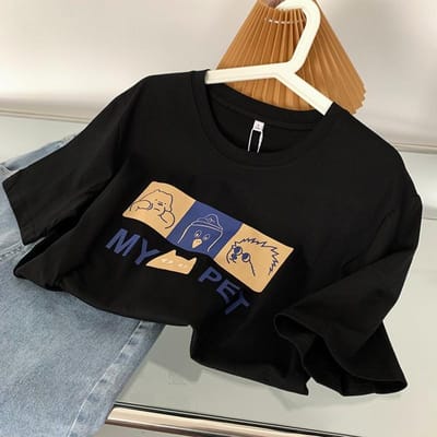 T-shirt à Manches Courtes Printemps et Été pour Homme Mode Ins Lettres Imprimées Col Rond Yunda Décontracté Ample Haut à Manches Mi-Longues XXXL brown
