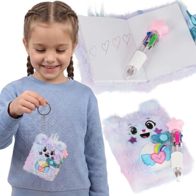 Care Bears Bont sleutelhanger, MINI-notitieboekje met blanco pagina’s en een pen, notitieboekje – 2in1 hanger