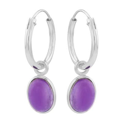 WeLoveSilver - Zilveren oorringen - Amethist Hanger - 925 Sterling