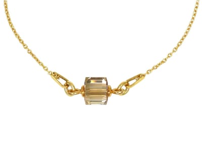 ARLIZI 1954 Ketting Swarovski kristal kubus hanger - verguld - 45 cm