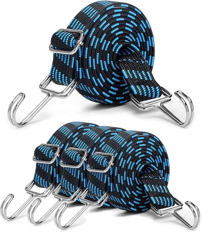 Brede verstelbare bagagespanners met haken - 4 stuks - 2 meter - Blauw