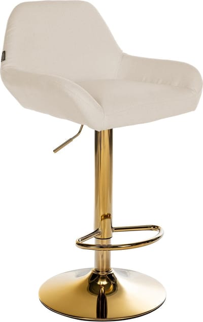 CLP Braga Barkruk - Met rugleuning - Met gouden frame - Verstelbaar - Stof - creme