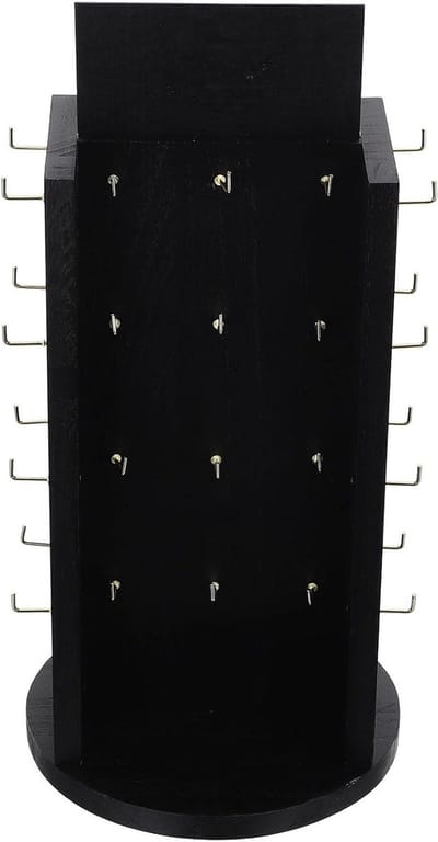 Draaibare Displaystandaard - Sieradenrek Hout - Sieraden Presenteren - 40 Haken - 35 cm Breed - Zwart