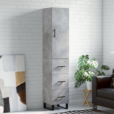 vidaXL - Hoge - kast - 34,5x34x180 - cm - bewerkt - hout - betongrijs