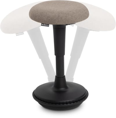 Wobblez® Spine Wiebelkruk - in hoogte verstelbare bureaukruk van 45-65 cm - Pebble zitting Zwart frame