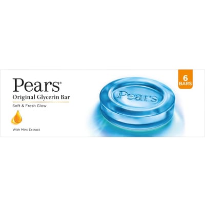 Pears Originele Glycerine Zeepblok - Zachte & Frisse Gloed | Met 98% Pure Glycerine & Munt Extract | Voor een Frisse Gloed | Met Plantaardige Reiniger voor Huid & blue