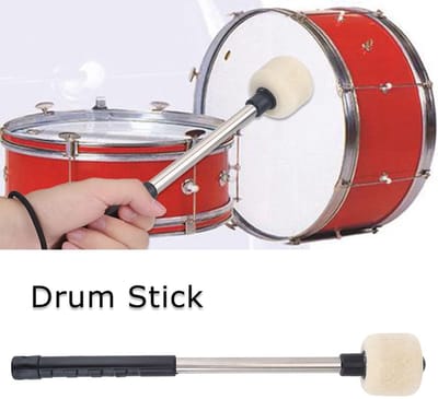Dailygoods- Drumstokken Wolvilt Kop - Drum Mallet - Roestvrij Staal - Antislip Handgreep - Schokbestendig - Sterk en Duurzaam