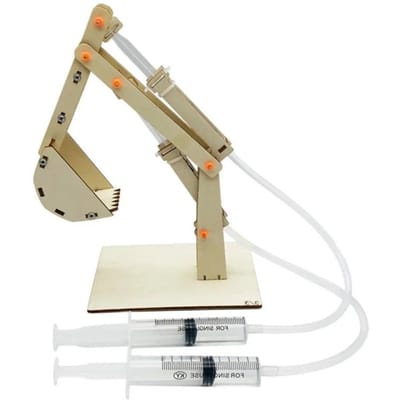 Doe-het-zelf houten hydraulische graafmachine model kinderpuzzel assemblage speelgoed houten wetenschappelijk experiment ouder-kind interactie white