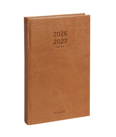 Brepols agenda 2026-2027 - Saturnus LUCCA - Schoolagenda - 16 maanden - 1 dag per pagina - Gekartonneerde omslag - Dagoverzicht - Bruin - 13.3 x 20.8 cm