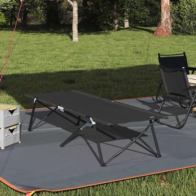 vidaXL - Opvouwbaar - Campingbed - Zwart - 206 - x - 76 - x - 74 - cm - Oxford - en - Staal
