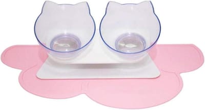 Dubbele Huisdierkom - Voerbak - Comfortabel Eten - Anti-slip Ontwerp - 27*135*20cm - Wit
