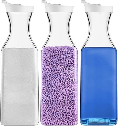 3 Stuks Wasmiddelopslag, 1.5L Waspoederopslagdoos, Herbruikbare Dispenser voor Wasmiddel en Wasverzachter, Transparante Opbergbox voor Wasproducten