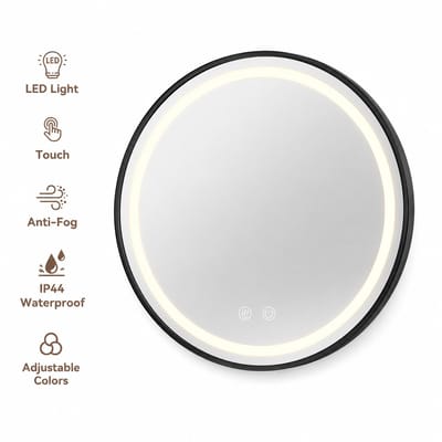 Innovastore Spiegelkast - Badkamerkast - Medicijnkast - Badkamerorganizer - Verlichting&Spiegel - Led - Anticondens - 50cm - Zwart
