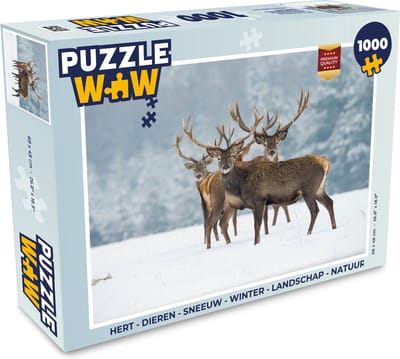 Puzzel Hert - Dieren - Sneeuw - Winter - Landschap - Natuur - Legpuzzel - Puzzel 1000 stukjes volwassenen
