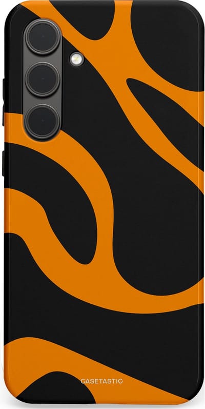 Casetastic hoesje geschikt voor Samsung Galaxy S24 Plus - Dubbellaagse bescherming - Katachtige Oranje Tijger Strepen - Fashion Case - Zwart Oranje