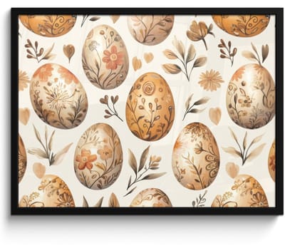 Poster in lijst - Fotolijst 70x50 cm - Posters - Paaseieren - Bruin - Bloemen - Posterlijst zwart - Decoratie - Wanddecoratie woonkamer - Muurdecoratie slaapkamer