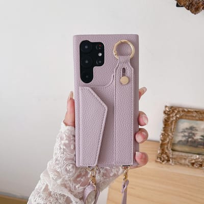 Crossbody Polsband Portemonnee Leren Hoes Voor Samsung Galaxy S23 S22 Ultra Plus A54 A53 5G Kaartsleuf Ring Lanyard Telefoonhoes Galaxy S23