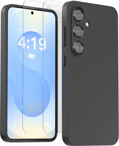 Hoesje geschikt voor Samsung S25 Plus Zwart - 2x screenprotector - beschermglas screen protector- Anti Shock case