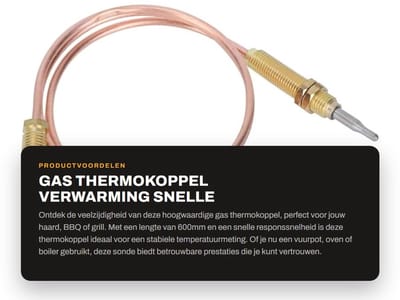 Dailygoods- Thermokoppel M8 Draad - Gasverwarming - Vuurpot - Oven - Boiler - Hoge gevoeligheid en snelle responssnelheid - Temperatuursensor