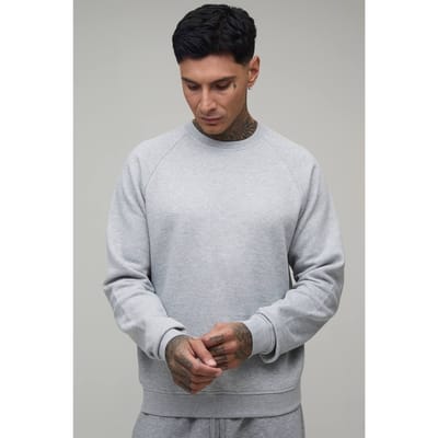 Tall Essential Regular Fit Raglan Sweater Met Lange Mouwen | Grey Marl | Size Large