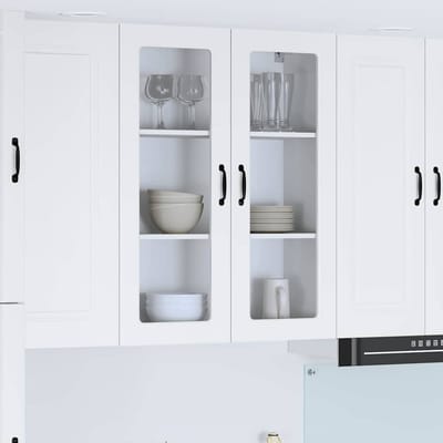 vidaXL - Wandglas - Kasten - LUCCA - Wit - 80 - x - 31 - x - 100 - cm - Bewerkt - hout