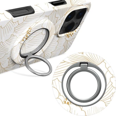 MIO by Mobilize Ring Holder - Universele MagSafe Ring Houder - Vinger Houder - MagSafe Standaard - 360° Draaibaar - Smartphone Grip - Met Plakbare MagSafe Ring - White Roses