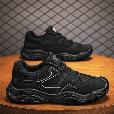 CYYTL Herenschoenen Ademende Mesh Sneakers Casual Outdoor Platform Mode Hardlopen Tennis Sport Wandelen Designer Luxe Loafers 44 black