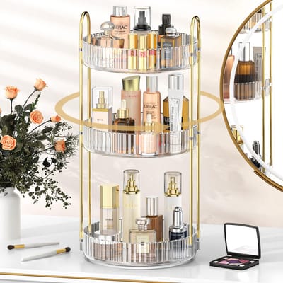 Unyqoos ® Praktische 360° Draaibare Make-Up Organizer met Drie Niveaus voor Badkamer en Slaapkamer