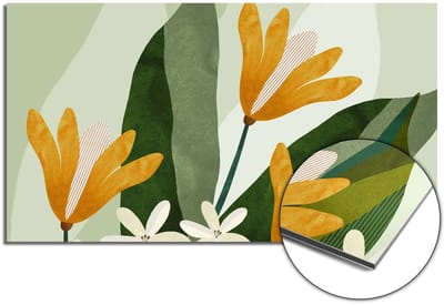 KitchenArt - Golden Petals Spatscherm - 60x30 cm - Spatscherm Achterwand Keuken - Spatwand Keuken