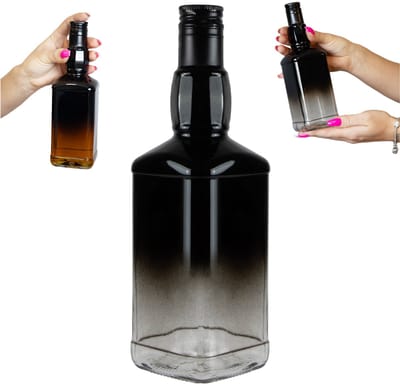 Bimberek DANIELS - Glazen Fles - 500ml - Ombre Effect - Zwart Transparant