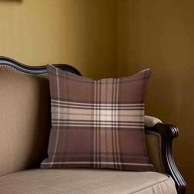 Klassieke Bruine Ruit Vierkante Jacquard Kussenhoes voor Bank Kantoor Taillekussenhoes Huis Decoratieve Kussensloop 45x45cm