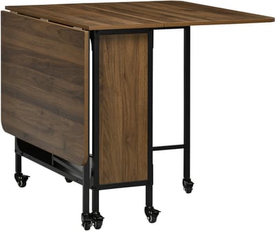 REDOM - Klaptafel - Verrijdbaar Met Opbergrek - Ruimtebesparend - Hout - Bruin - 130 X 80 X 74 Cm
