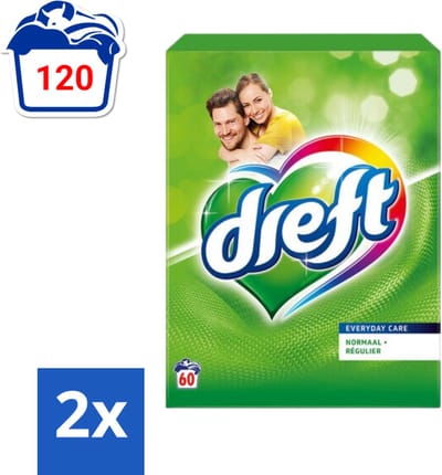 Dreft Poeder Wasmiddel Professional 60 Wasbeurten 3,9 kg - Voordeelverpakking - 2 stuks
