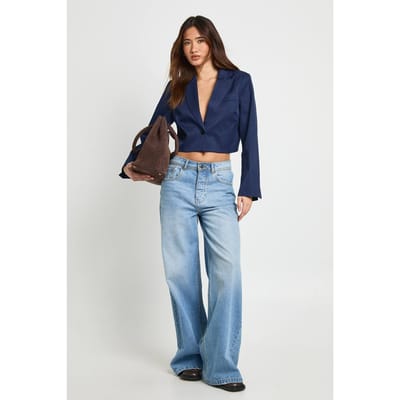boohoo Dames Boxy Crop Blazer | Navy | Maat: 8