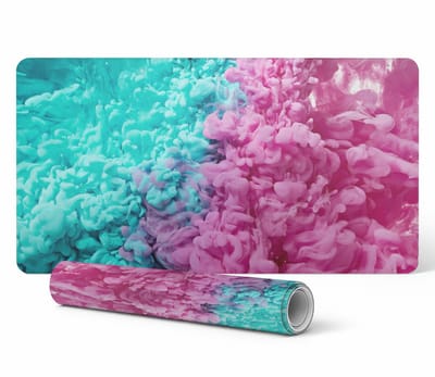 Beschermende mat voor bureau of tafelblad, kleurrijk met rook in water, 120x60 cm