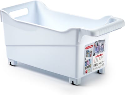 Plasticforte opberg Trolley Container - wit - op wieltjes - L38 x B18 x H18 cm - kunststof - opslag box/bak - 12 liter