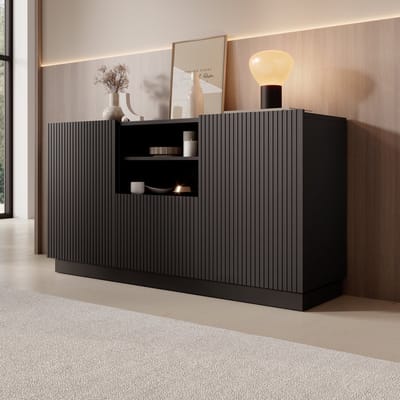 Meubella - Lucera - Dressoir - Zwart - 150x42x78 cm