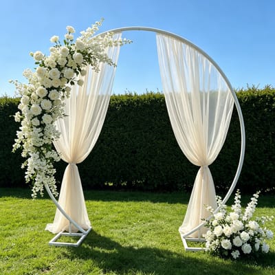 FATIVO bruiloft sboog Rond - Metalen rozenboog Wit -210x198cm