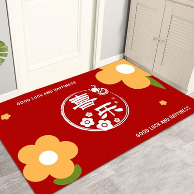 Tapis de porte d'entrée festif Tapis de porte d'entrée du Nouvel An Porte d'entrée Maison Porche Facile à entretenir Tapis de porte anti-usure Tapis d'intérieur Crystal Velvet 50 * 80cm white