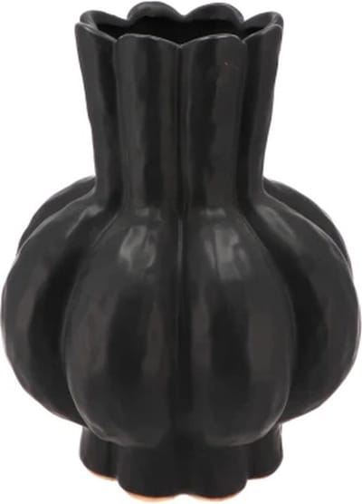 Garlic - Vaas - Zwart - Lage Hals - 16x19cm - Keramiek