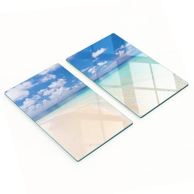 Decoratieve glazen snijplanken voor in de keuken, strandthema Malediven, 2x30x52 cm