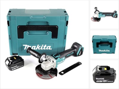 Makita DGA 504 T1J accu haakse slijper 18 V 125 mm borstelloos + 1x accu 5,0 Ah + Makpac - zonder oplader