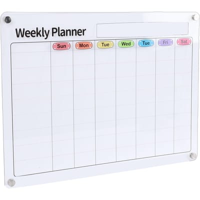 Acryl Wekelijkse Planner Transparant Kleurrijk Magnetisch Wekelijks Planningbord Memo Bord voor Thuis white