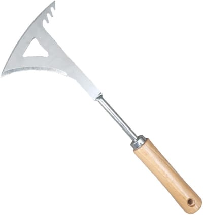 Handwiedergereedschap Tuin - Onkruidtrekker Gras - Onkruid Verwijderen - Roestvrij Staal - 35 x 12 cm - Houtkleur