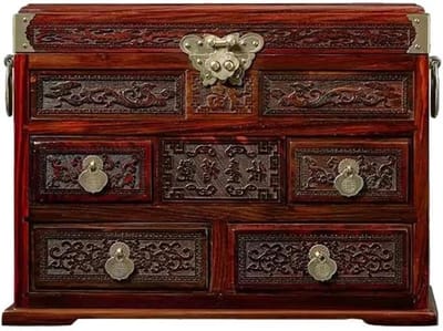Sieradendoos Hout - Opberger met spiegel - Sieraden organiseren - Massief houten interieur - 30x20x21 cm - Niet gespecificeerd